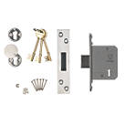 Smith & Locke Fire Rated Satin Stainless Steel BS 5-Lever Mortice Deadlock 65mm Case - 45mm Backset