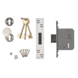 Smith & Locke Fire Rated  Satin Stainless Steel BS 5-Lever Mortice Deadlock 65mm Case - 45mm Backset