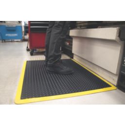 COBA Bubblemat Anti-Fatigue Floor Mat Black/Yellow 1.2m x 0.9m x 14mm