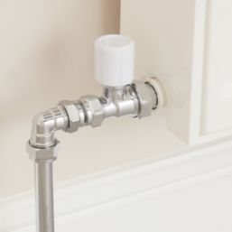 Flomasta  15mm x 21mm White/Chrome Straight Modern Manual Radiator Valve Head & Body