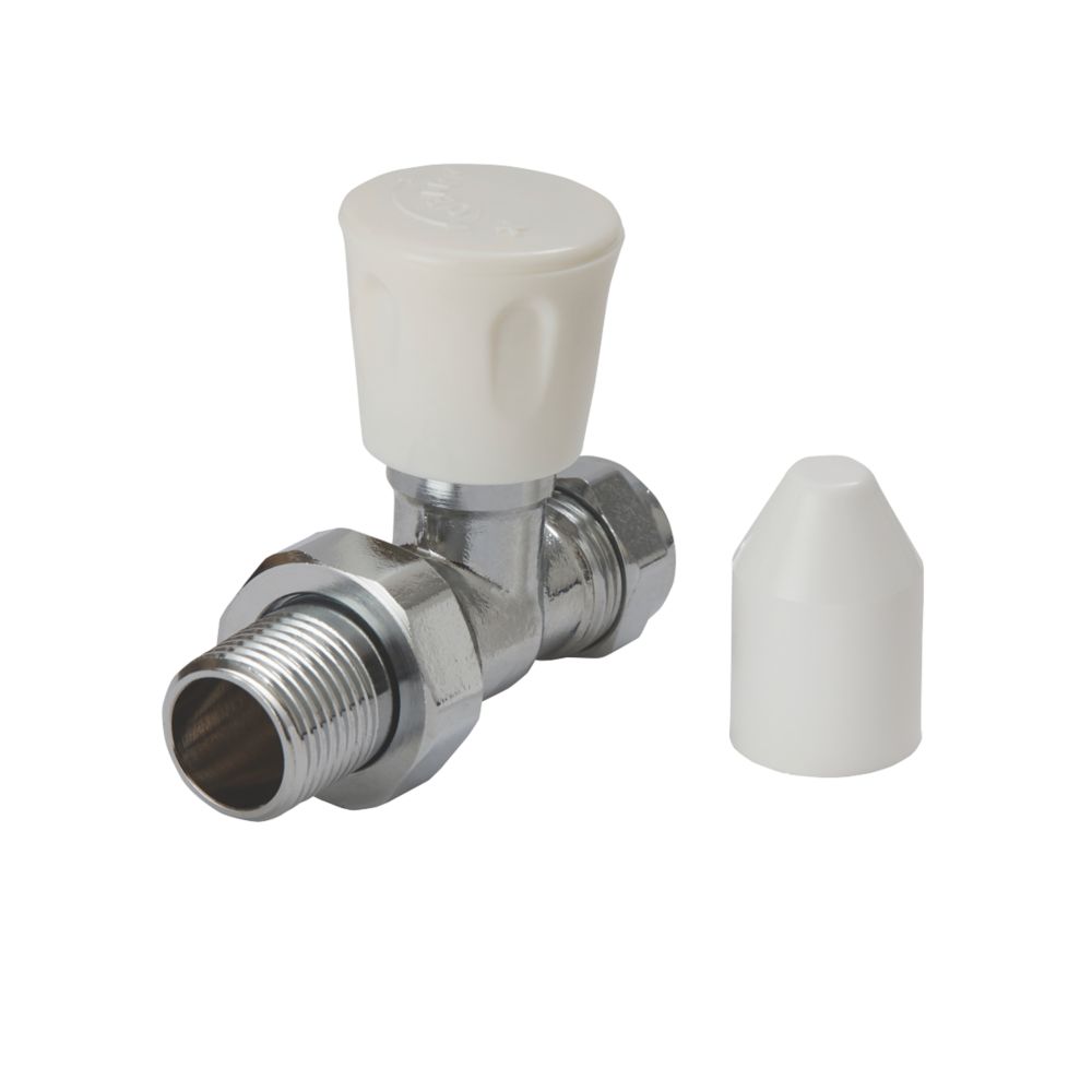 Flomasta  White Straight Manual Radiator Valve  15mm x 21mm