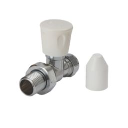 Flomasta  15mm x 21mm White/Chrome Straight Modern Manual Radiator Valve Head & Body