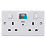 Schneider Electric Exclusive Square Edge 30mA 2-Gang 2P+E Switched Passive RCD Socket White