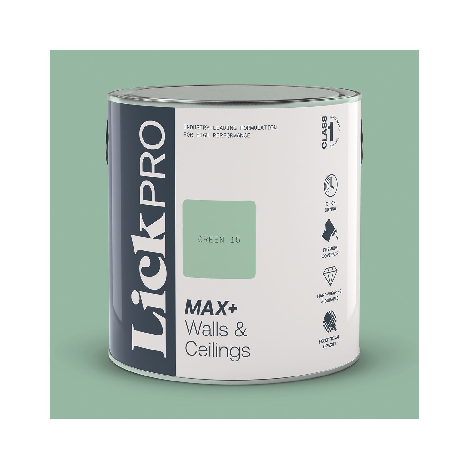 LickPro Max+ 2.5Ltr Green 15 Eggshell Emulsion Paint (104JY)