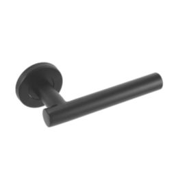 Eclipse Precision T-Bar Fire Rated Lever on Rose Door Handle Pair Matt Black