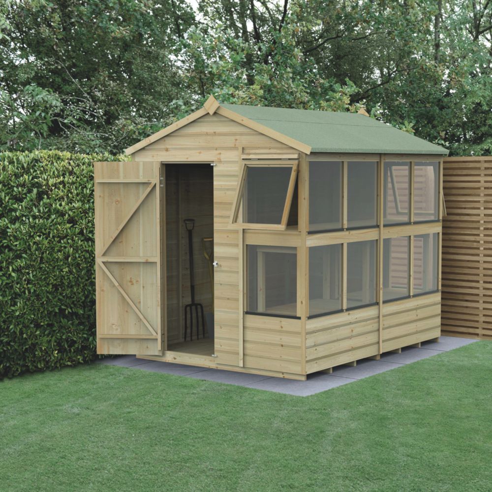 Forest 6' x 7' 6" (Nominal) Apex Timber Potting Shed Screwfix