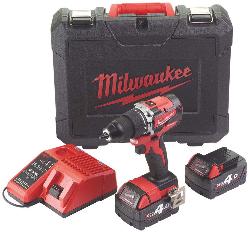 Refurb Milwaukee M18 CBLPD-402C 18V 2 x 4.0Ah Li-Ion RedLithium Brushless Cordless Combi Drill