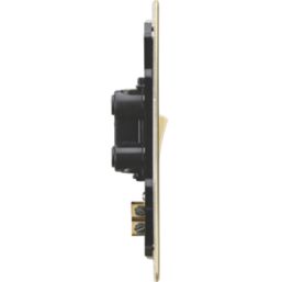 Knightsbridge  45A 2-Gang DP Control Switch Brushed Brass with LED