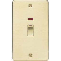 Knightsbridge  45A 2-Gang DP Control Switch Brushed Brass with LED