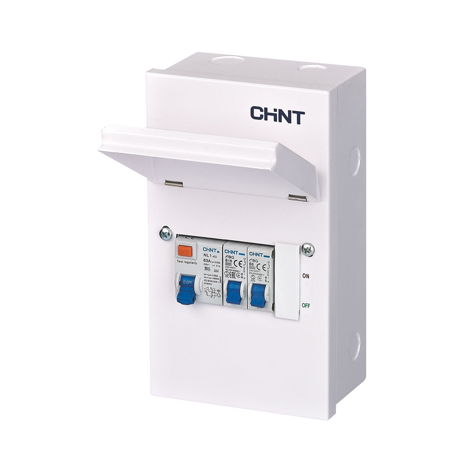 Chint NX3 Series 5-Module 2-Way Part-Populated Garage Consumer Unit (104VG)