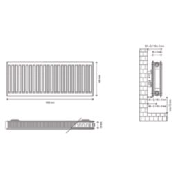 Flomasta 400mm x 1100mm 3591BTU White Type 21 Convector Radiator