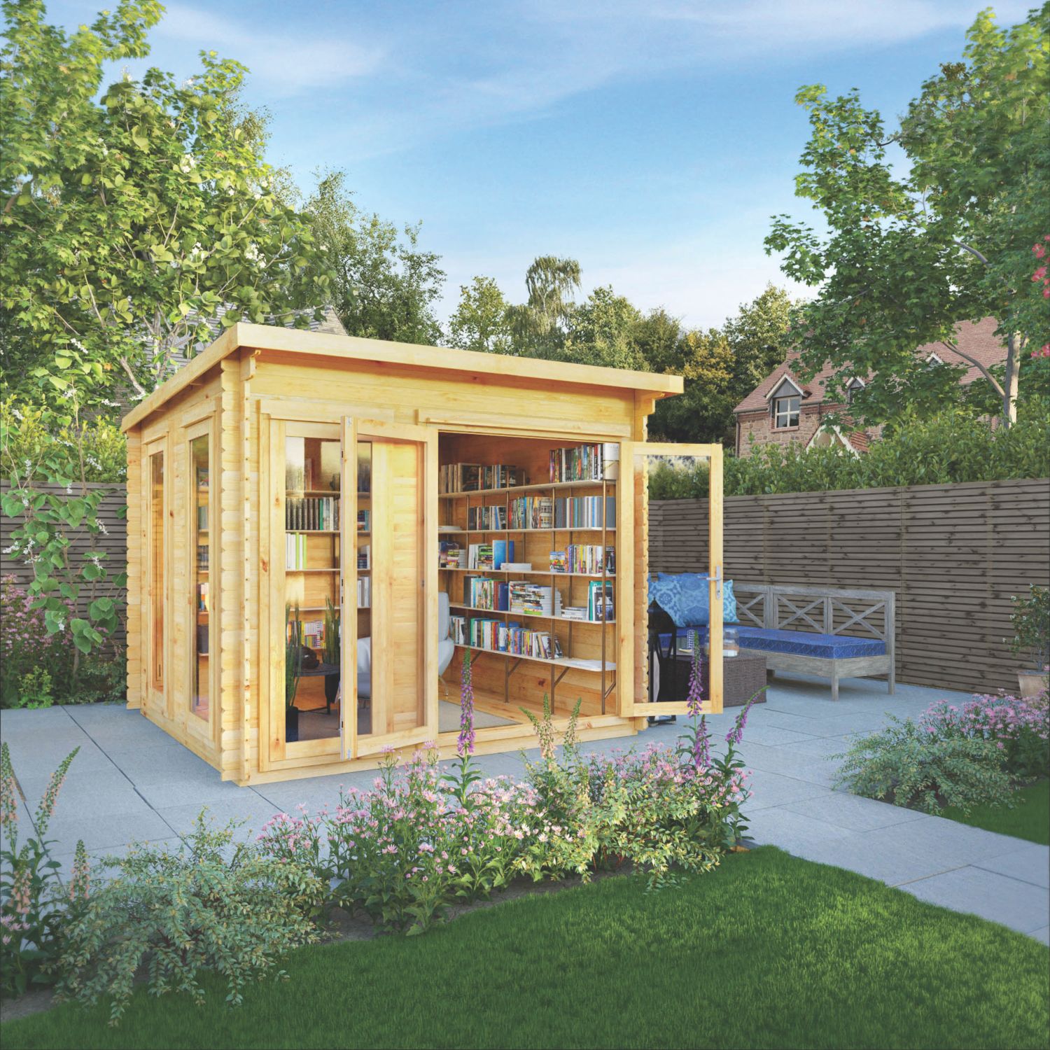 Mercia Studio 9' x 9' (Nominal) Pent Timber Log Cabin (104YL)