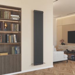 Azur 1800mm x 380mm 3607BTU Anthracite Vertical 2 Column Radiator