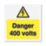 Essentials  'Danger 400V' Electrical Warning Labels 75mm x 75mm 25 Pack