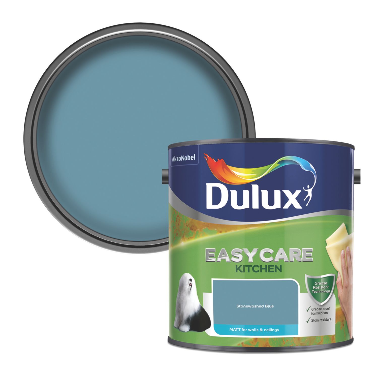 Dulux Easycare 2.5Ltr Stonewashed Blue Matt Emulsion Kitchen Paint (10592)