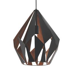 Eglo Carlton 1 Pendant Light 38.5cm Diameter Black & Copper