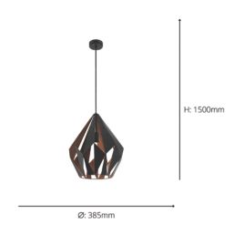 Eglo Carlton 1 Pendant Light 38.5cm Diameter Black & Copper