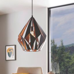 Eglo Carlton 1 Pendant Light 38.5cm Diameter Black & Copper