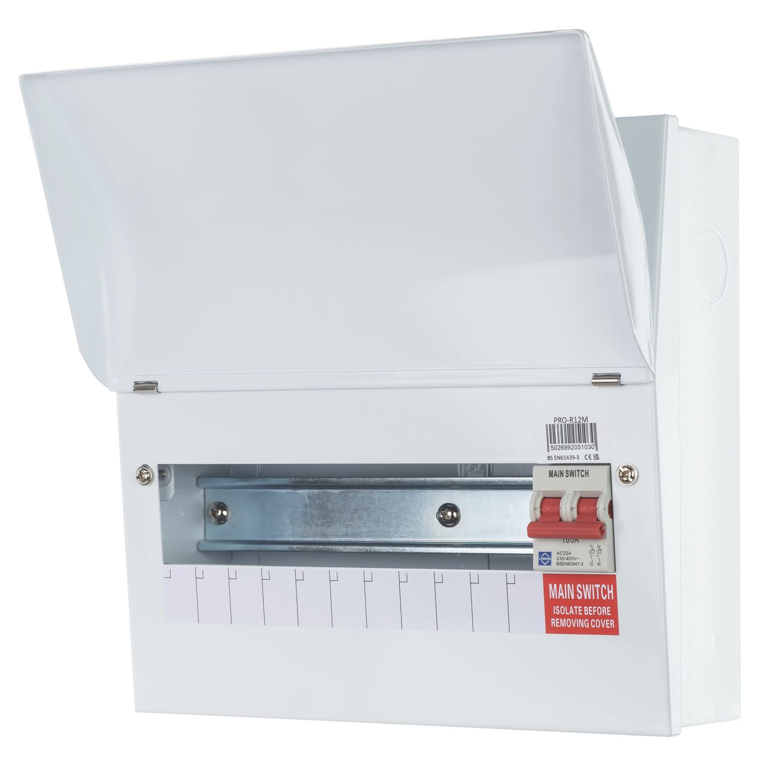 Lewden PRO 13-Module 10-Way Part-Populated Main Switch Consumer Unit (105HM)