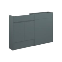 Alaska Bathroom Fitted Furniture Pack LH Vanity with Basin Dark Green Matt 1244mm x 355mm x 997mm
