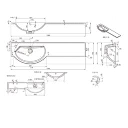 Alaska Bathroom Fitted Furniture Pack LH Vanity with Basin Dark Green Matt 1244mm x 355mm x 997mm