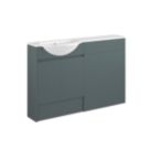Alaska Bathroom Fitted Furniture Pack LH Vanity with Basin Dark Green Matt 1244mm x 355mm x 997mm