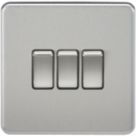Knightsbridge  10AX 3-Gang 2-Way Light Switch  Brushed Chrome