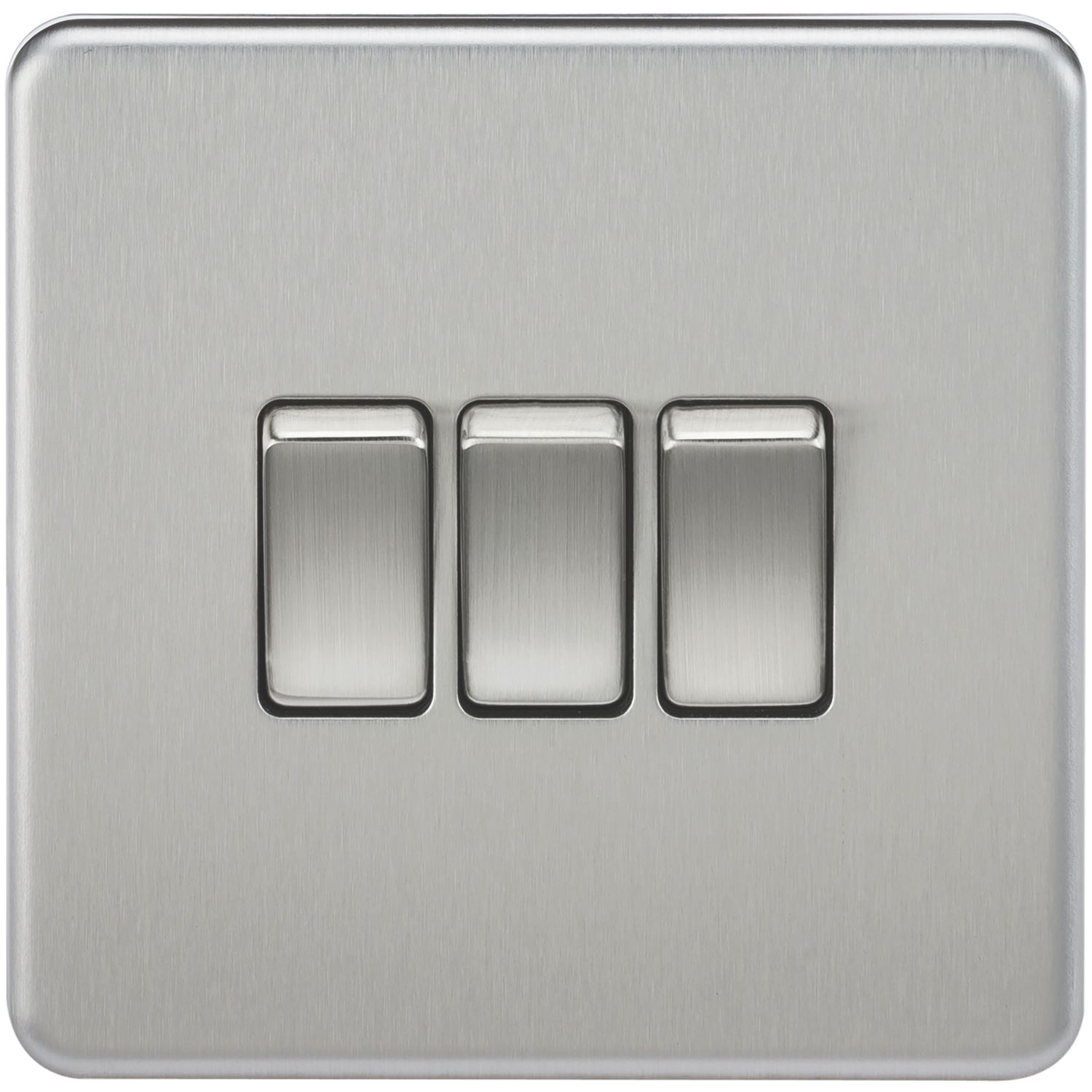 Knightsbridge 10AX 3-Gang 2-Way Light Switch Brushed Chrome (105VF)