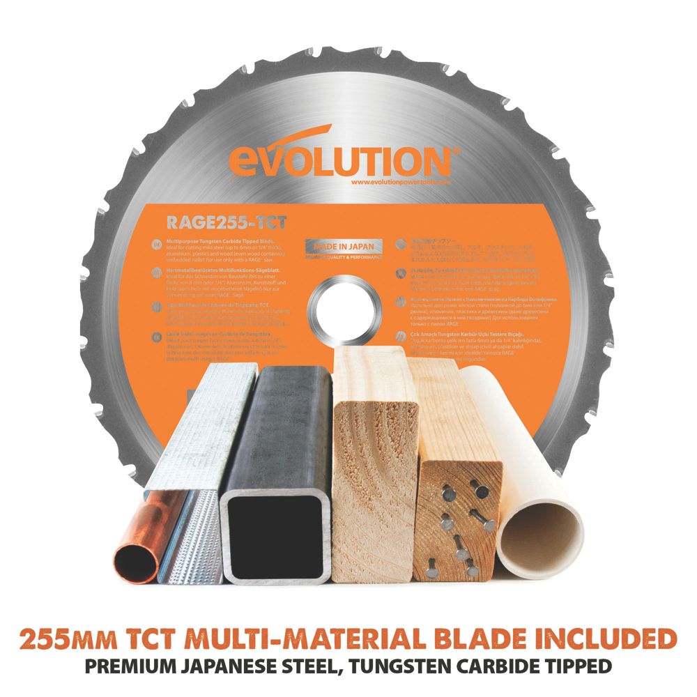 Evolution 255mm 2000w 75x300mm sliding compound deals mitre saw multi purpose r255sms