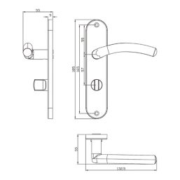 Cooke & Lewis Bourne Fire Rated WC Lever on Backplate Handle Pair Polished / Black Nickel