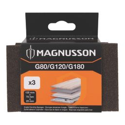 Magnusson  80/120/180 Grit Multi-Material Angled Sanding Sponge 125mm x 75mm 3 Piece Set