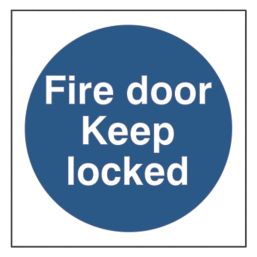 Essentials  Non Photoluminescent "Fire Door Keep Locked" Sign 100mm x 100mm
