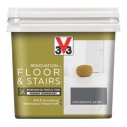 V33  Satin Anthracite Grey Acrylic Floor & Stair Paint 750ml