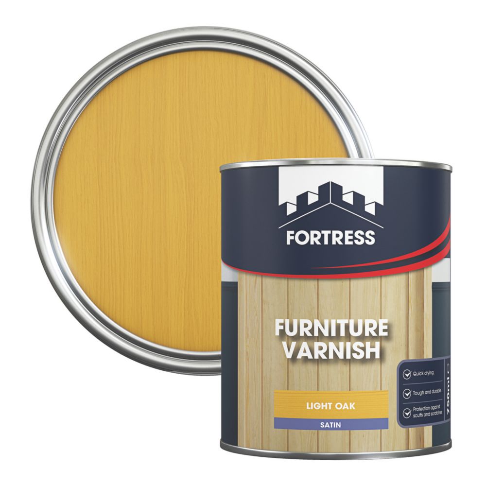 Fortress 750ml Light Oak Satin WaterBased Interior Furniture Varnish