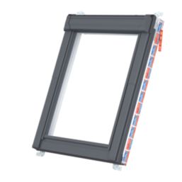 Keylite  Manual Centre-Pivot Grey & White Timber Double-Glazed Roof Window Clear 1140mm x 1180mm