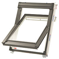 Keylite  P08 or T08 Manual Centre-Pivot Grey & White Timber Roof Window Clear 1140 x 1180mm
