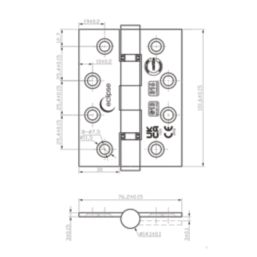 Eclipse  Satin Stainless Steel Grade 13 Fire Rated Ball Bearing Hinges 102mm x 76mm 2 Pack