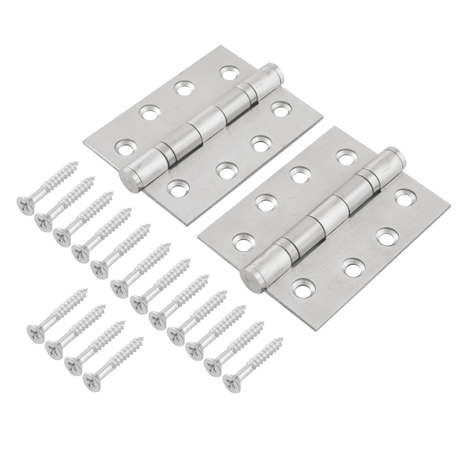 Eclipse Satin Stainless Steel Grade 13 Fire Rated Ball Bearing Hinges 102mm x 76mm 2 Pack (106KN)