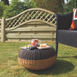 Forest Prague  Lattice Curved Top Fence Panels Natural Timber 6' x 3' Pack of 5