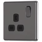 Arlec  13A 1-Gang SP Switched Socket Black Nickel  with Black Inserts