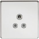 Knightsbridge  5A 1-Gang Unswitched Socket Polished Chrome with Colour-Matched Inserts
