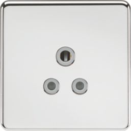 Knightsbridge  5A 1-Gang Unswitched Socket Polished Chrome with Colour-Matched Inserts