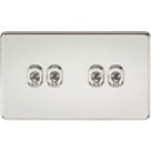 Knightsbridge  10AX 4-Gang 2-Way Light Switch  Polished Chrome