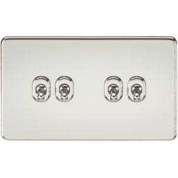 Knightsbridge  10AX 4-Gang 2-Way Light Switch  Polished Chrome