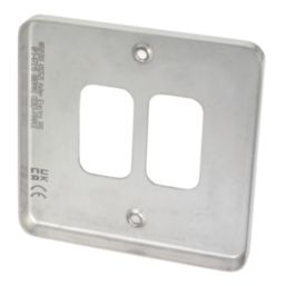 Hager Sollysta WRGP2BS 2-Module Grid Faceplate Brushed Steel