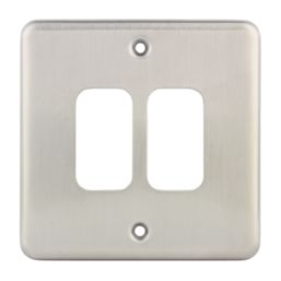 Hager Sollysta WRGP2BS 2-Module Grid Faceplate Brushed Steel