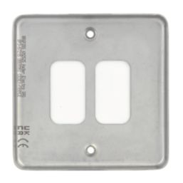 Hager Sollysta WRGP2BS 2-Module Grid Faceplate Brushed Steel