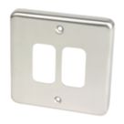 Hager Sollysta WRGP2BS 2-Module Grid Faceplate Brushed Steel