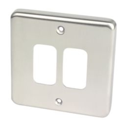Hager Sollysta WRGP2BS 2-Module Grid Faceplate Brushed Steel