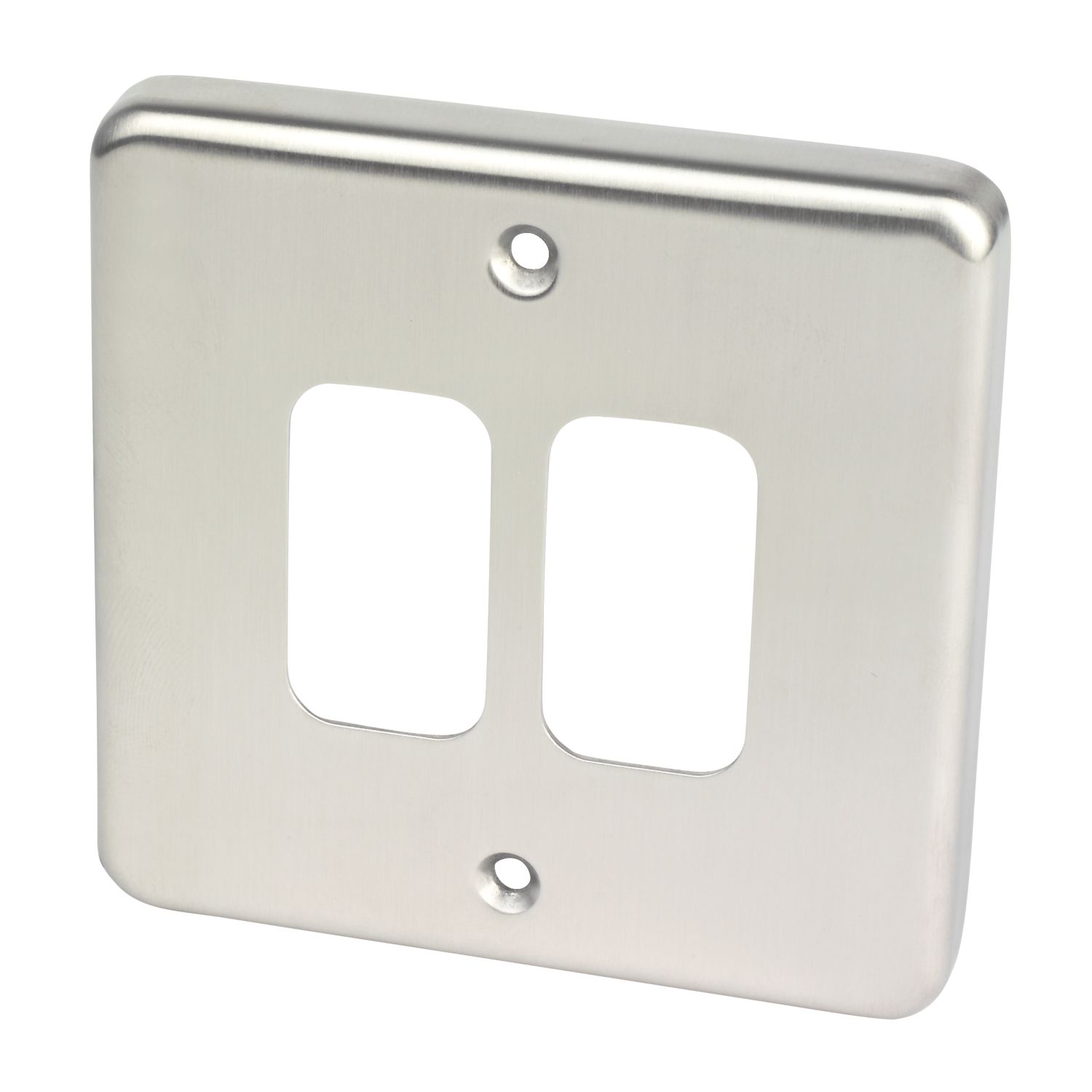 Hager Sollysta WRGP2BS 2-Module Grid Faceplate Brushed Steel (107AM)